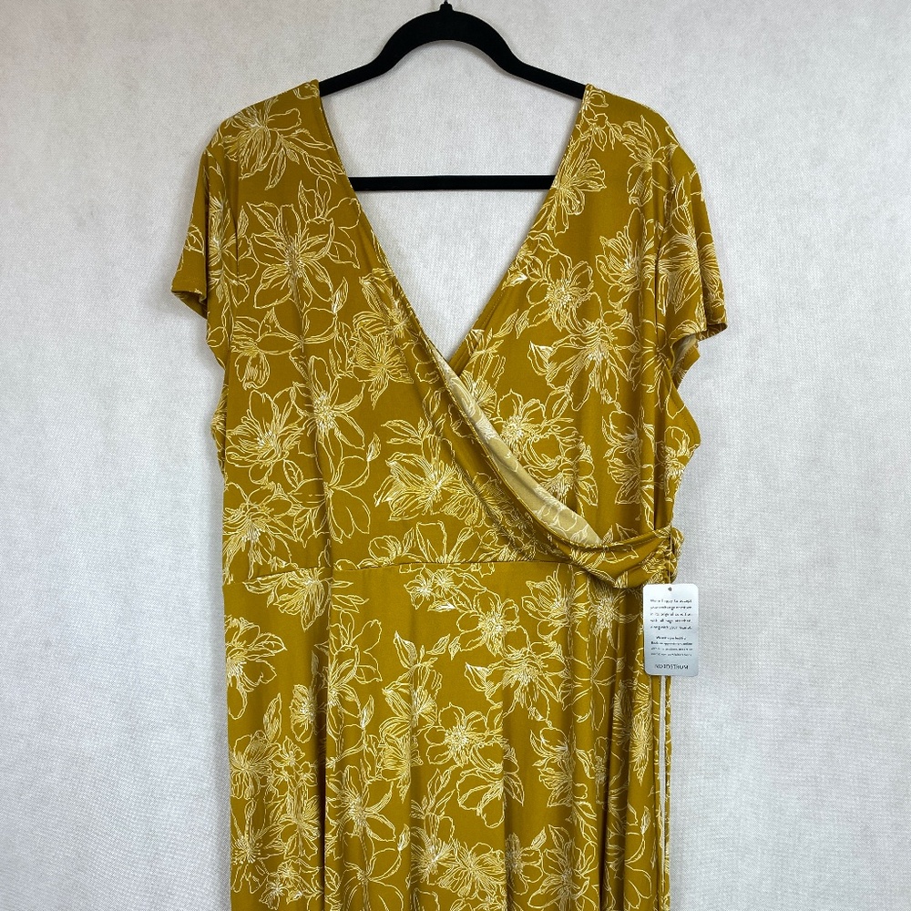 NWT Mustard Faux-Wrap dress 2X